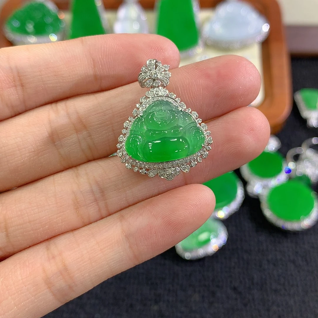 【闪购商品】翡翠18K金镶嵌吊坠(不含链)佛公