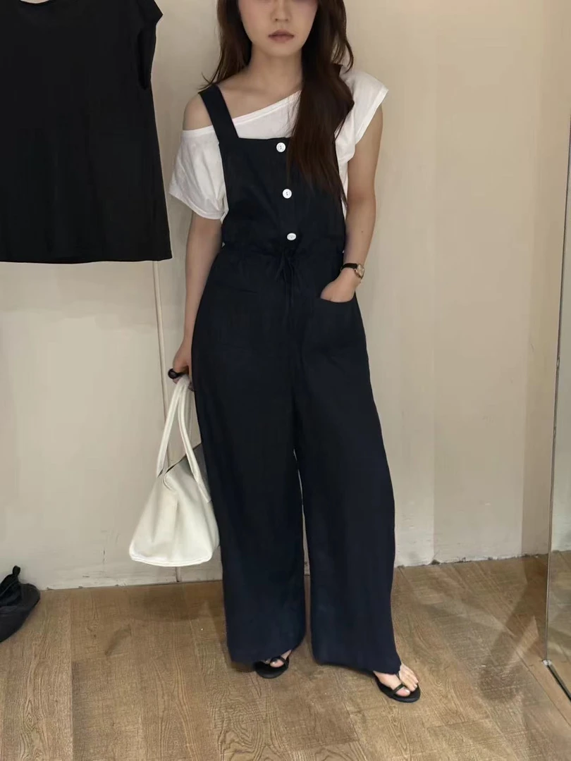 【香姐推荐】【57227】【八中】建议手洗夏季时尚新款麻料背带裤百搭