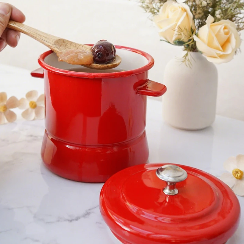 韩国高定珐琅铸铁搪瓷迷你双耳蒸锅小炖锅汤锅电磁炉燃气适用