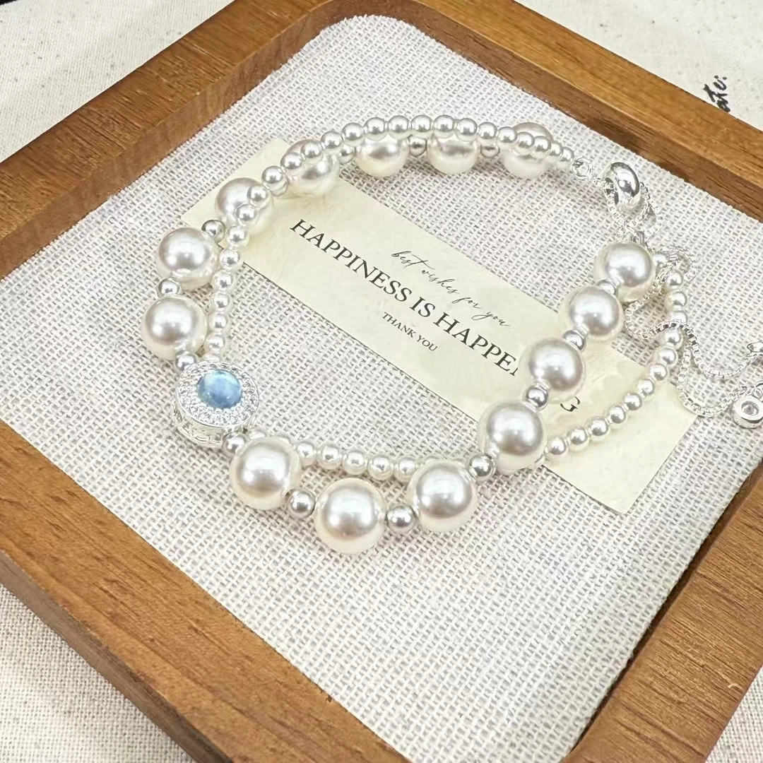 合金手链 【遇见】珍珠手串原创小众设计弹力绳松紧可调