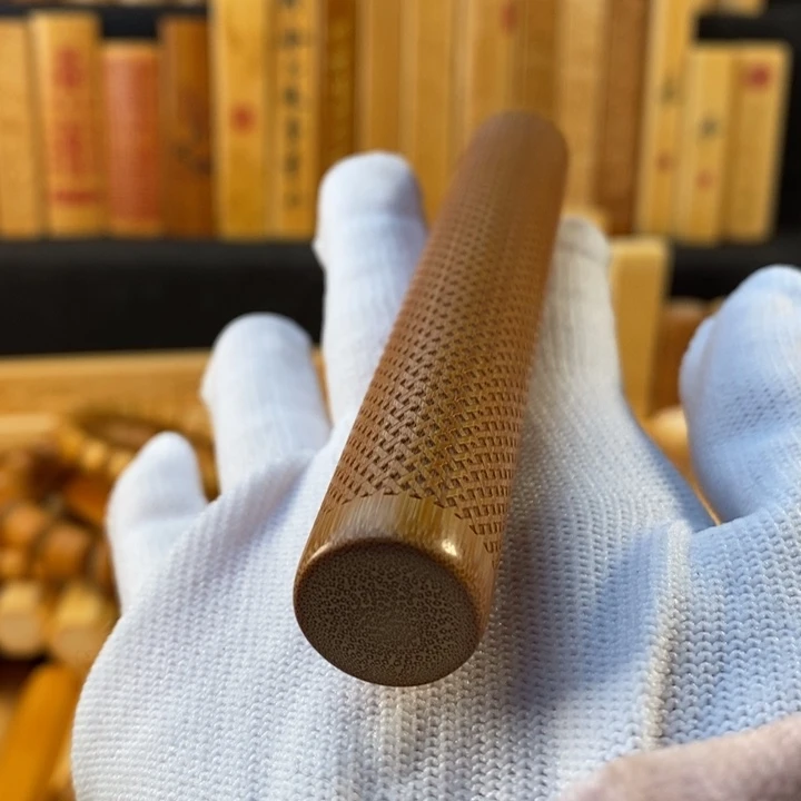 竹爆密圆格纹手把件