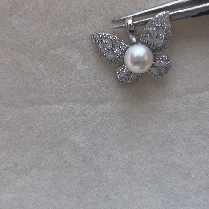海水珍珠银S925镶嵌吊坠(不含链)