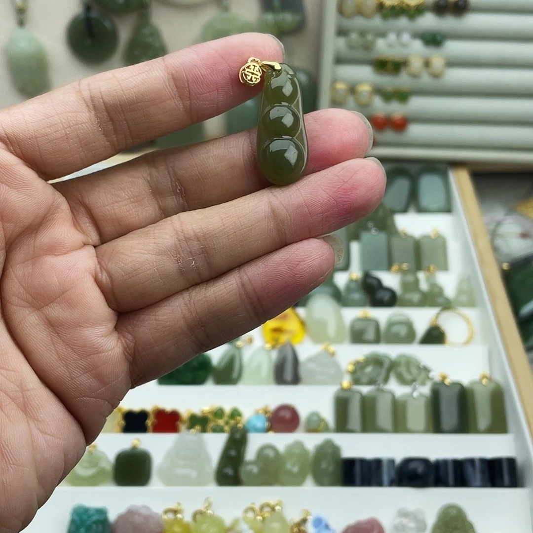 和田玉银S925镶嵌吊坠(不含链)