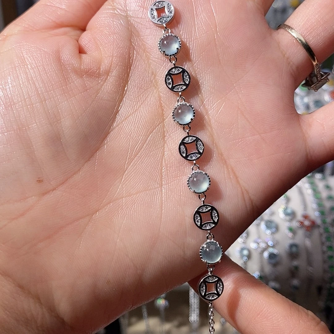 翡翠银S925镶嵌手链