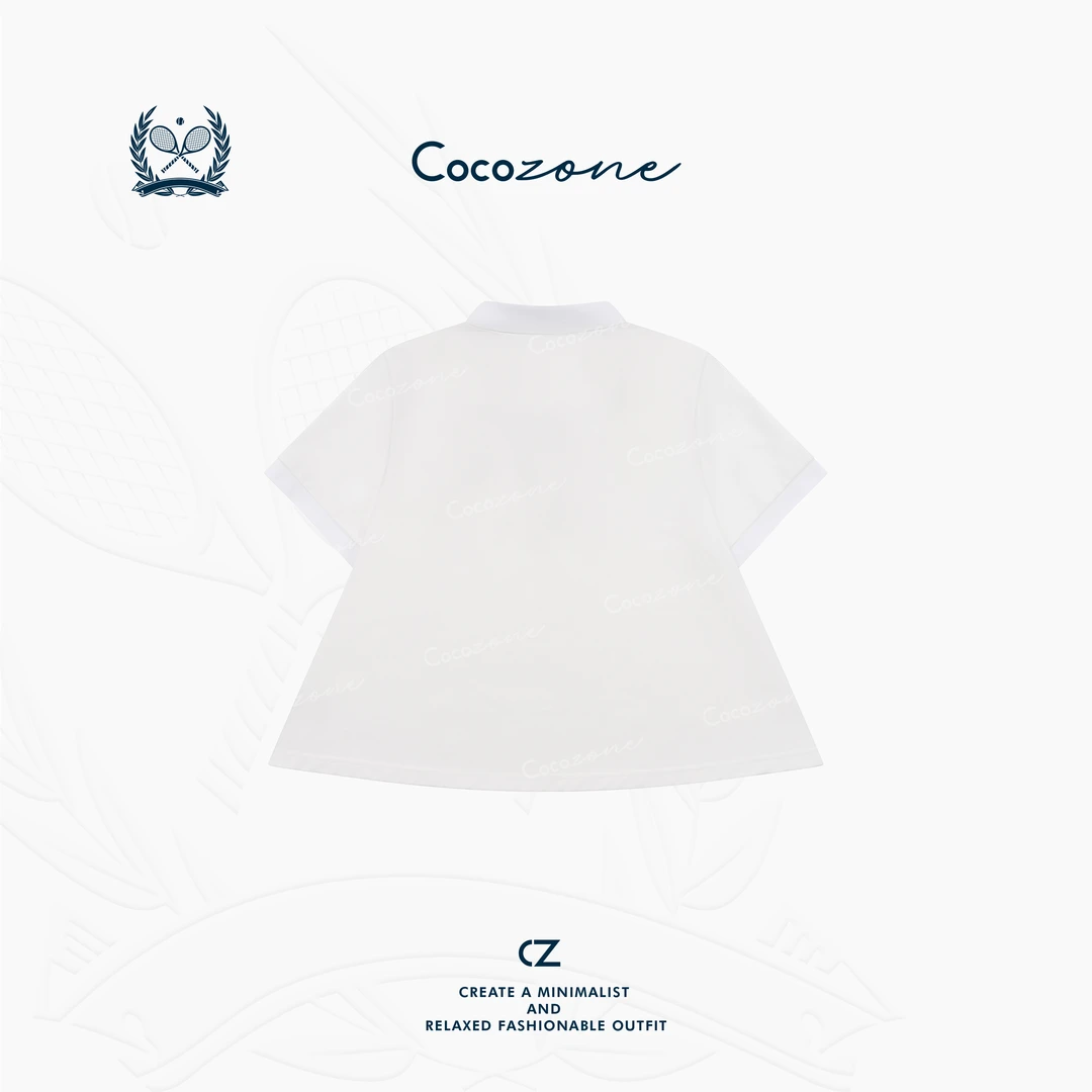 COCO ZONE 刘一一松弛感宽版POLO领简约户外出行T恤 CD2A1480