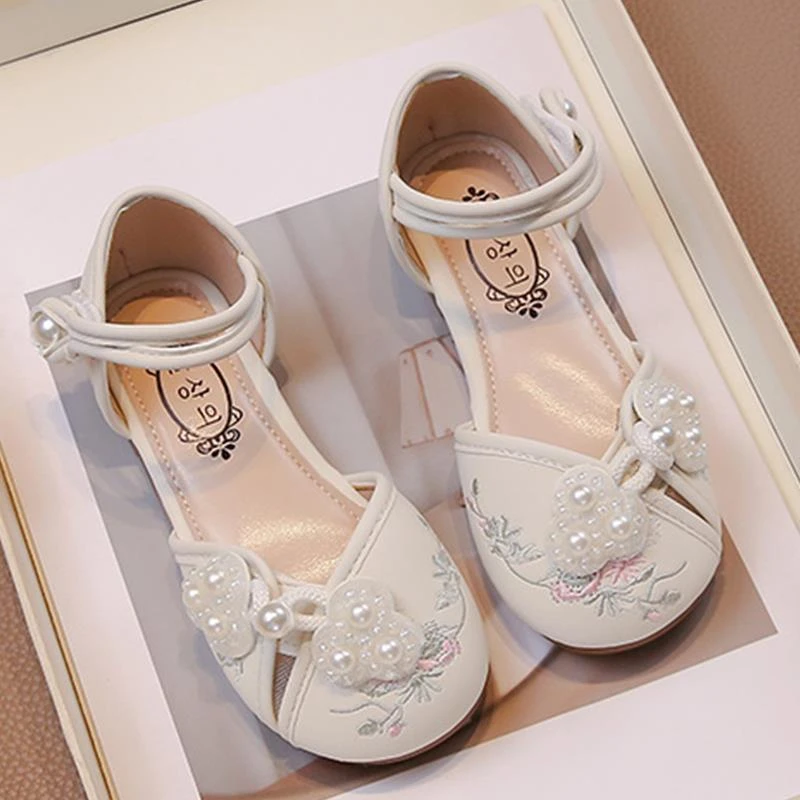 FAVMARTHA女童国风皮鞋2025夏季新款透气儿童汉服鞋女孩软底公主