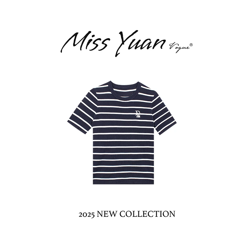 M.Y. 媛总 2025秋季新品针织休闲百搭复古宽松T恤MYASS09237D