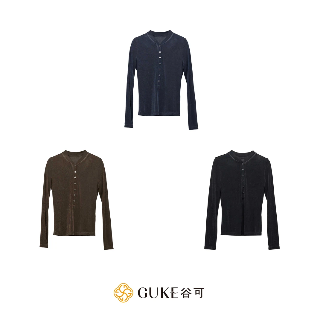 GKE/谷可C1097醋酸针织衫秋冬新款时尚气质百搭打底短款长袖上衣