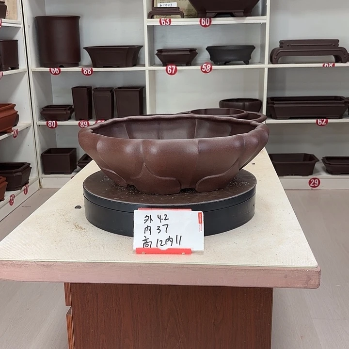 紫砂花盆连花小号