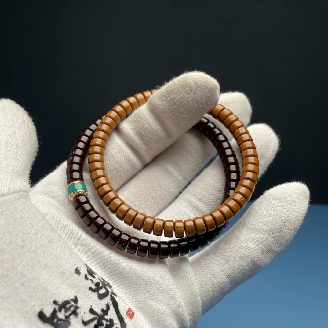 毕业级纯肉紫金鼠鼠片单圈和脖挂108（素串），走色紫红