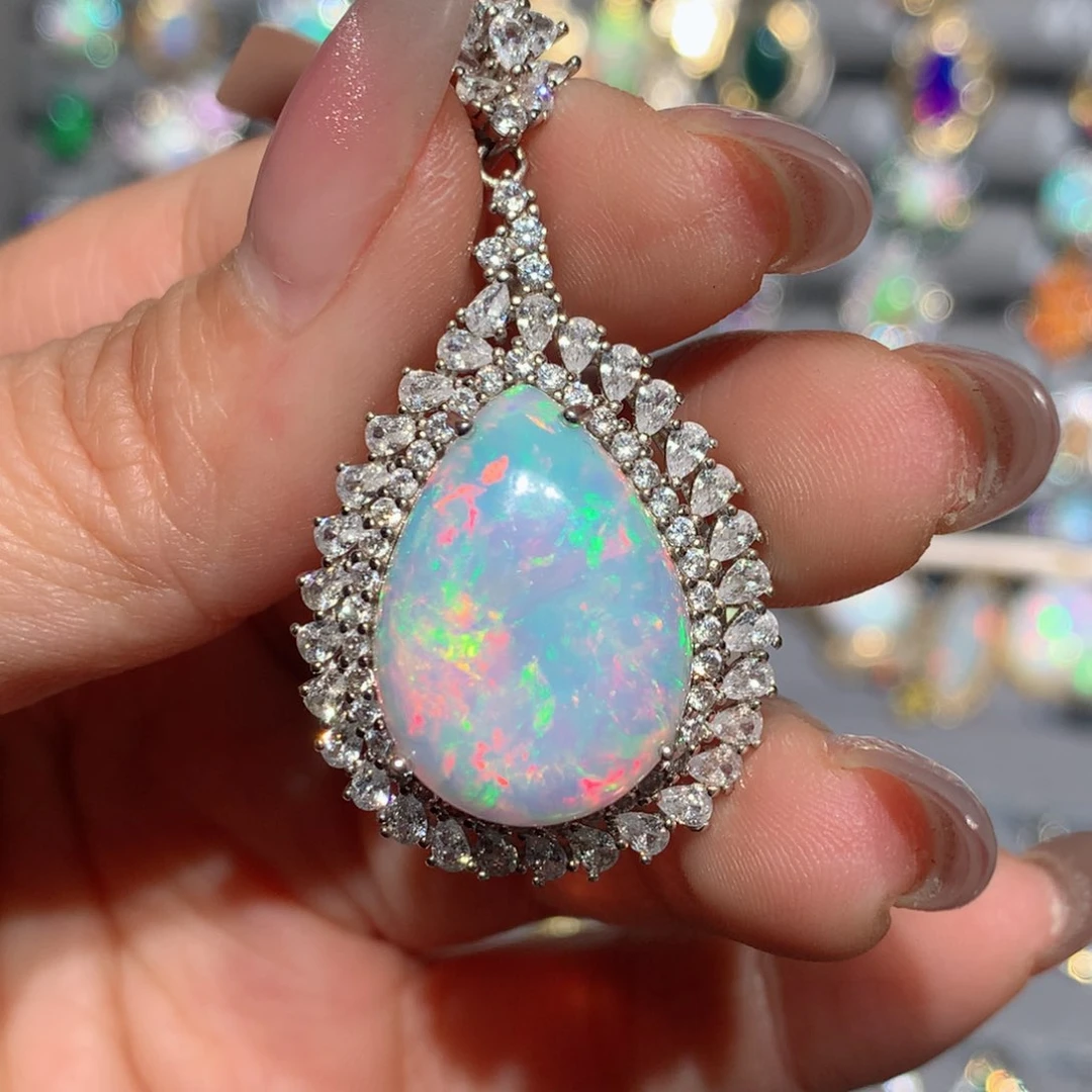 欧泊福利吊坠银S925镶嵌