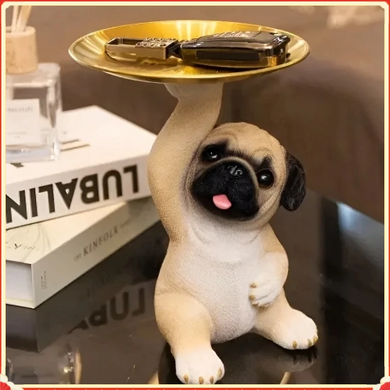 桌面装饰品狗客厅可爱狗托盘小狗卧室玄关摆件礼品礼物钥匙狗狗G