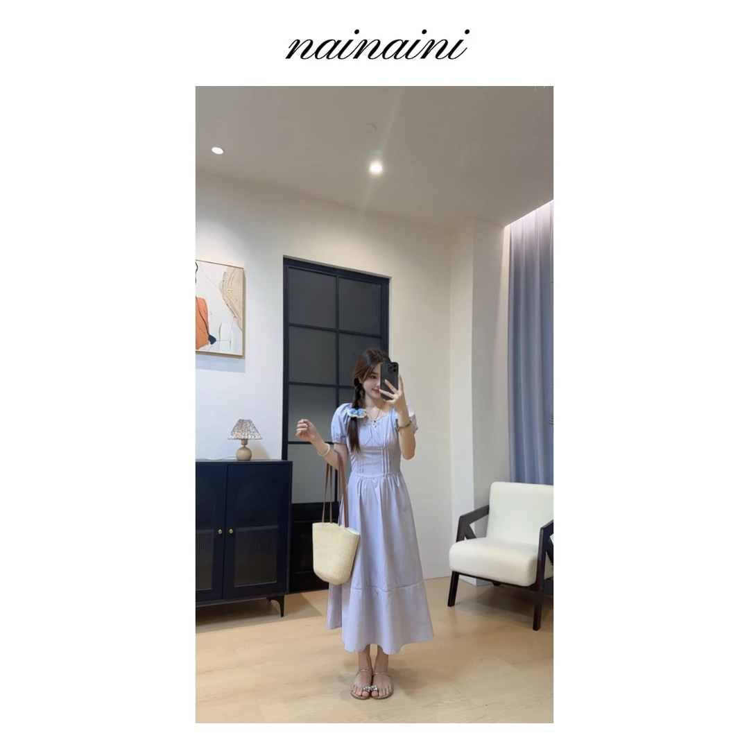 奈奈妮【迷人紫】连衣裙女2025小个子夏季新款显瘦温柔3323