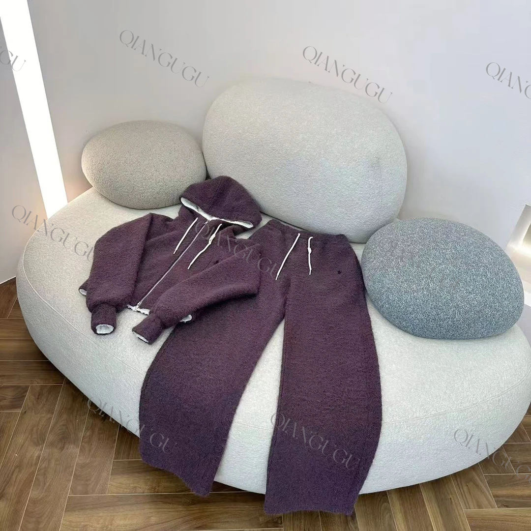 087-「乌梅子酱」气质时尚休闲轻奢洋气加绒设计师高定秋冬连帽套装