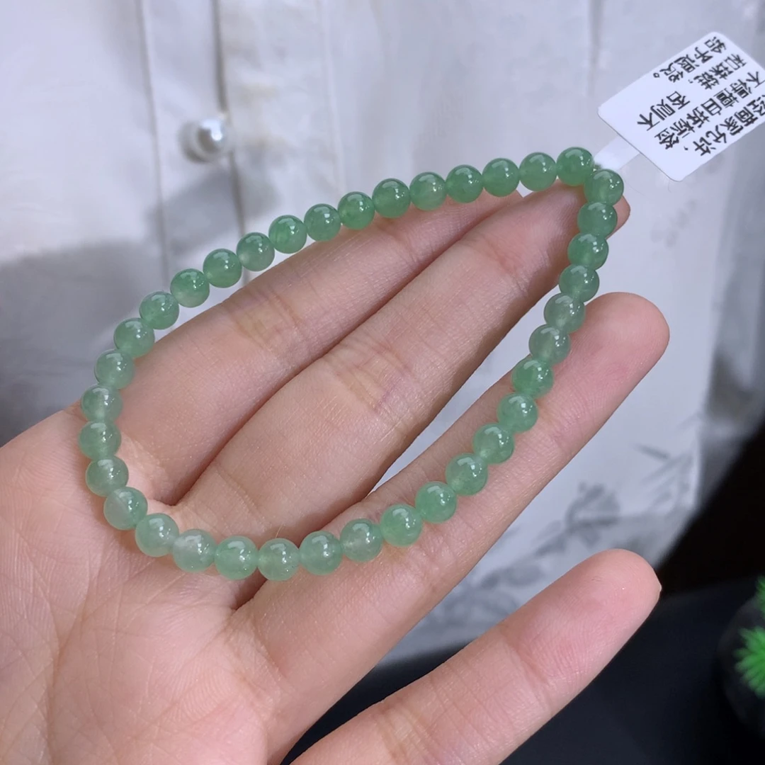 翡翠未镶嵌手串卡5.0冰胶薄荷绿