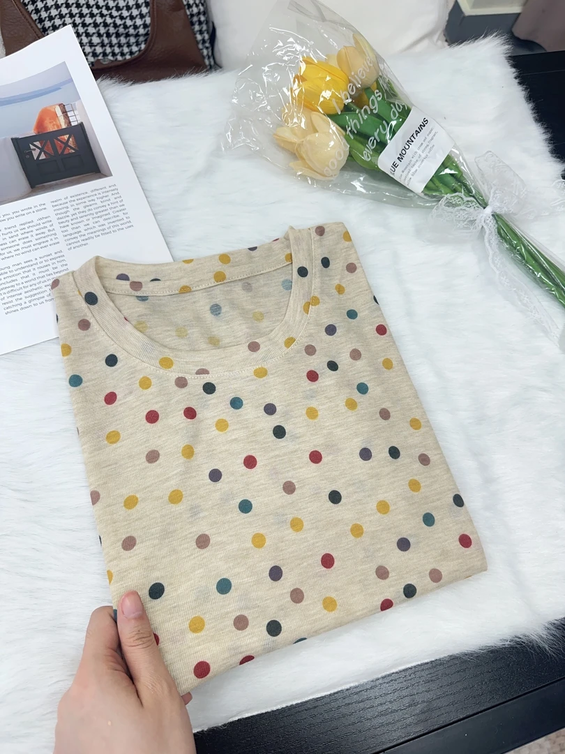 【夏日缤纷】小清新巨好看彩色波点柔软短袖