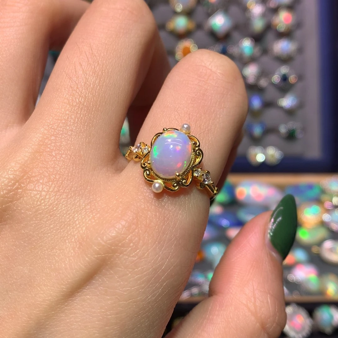 银S925镀金镶嵌欧泊戒指款式