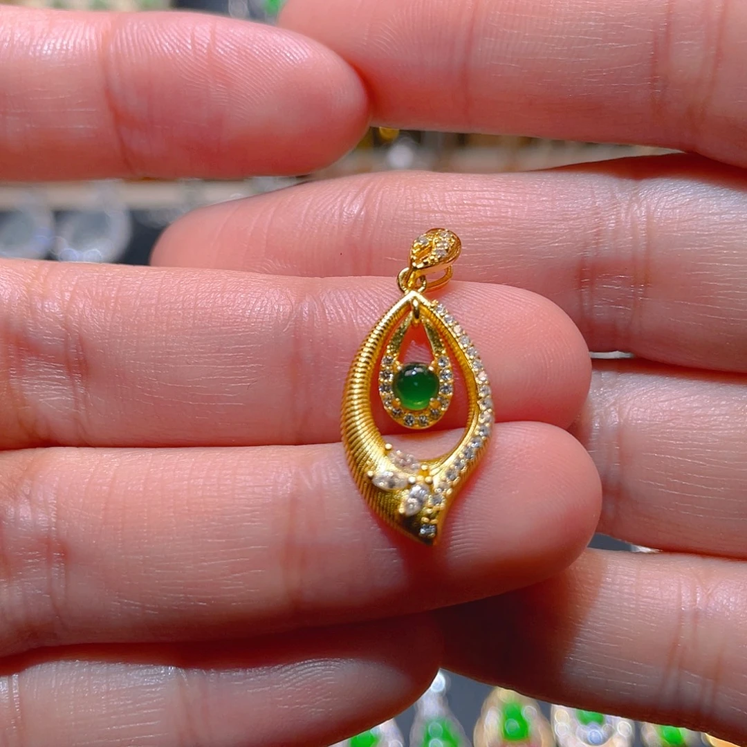 翡翠银S925镶嵌吊坠(不含链)