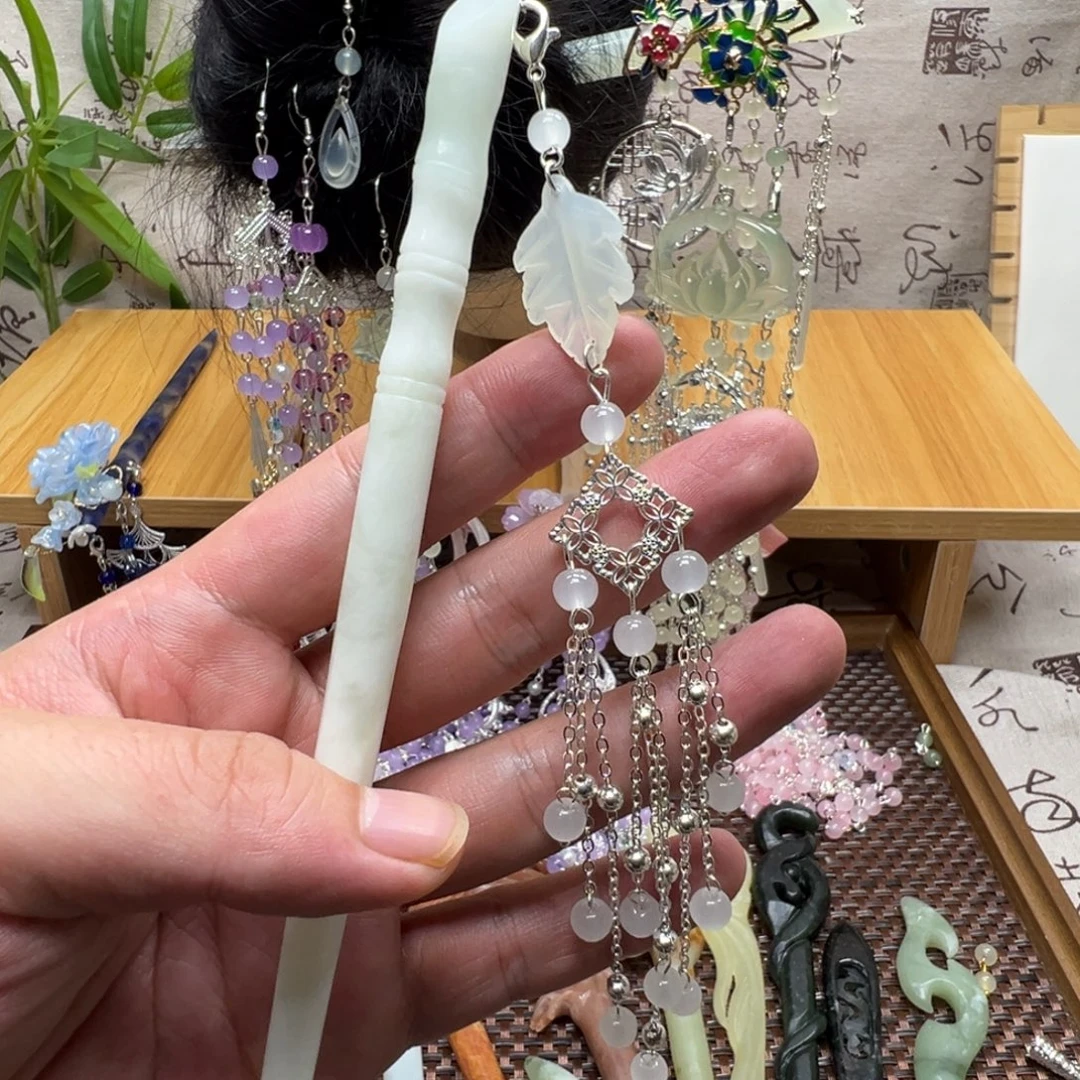 蛇纹石玉合金发饰