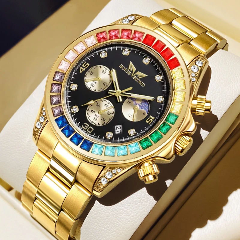 (彩 虹 迪）奢华高档男士手表潮流男款名表经典夜光手表