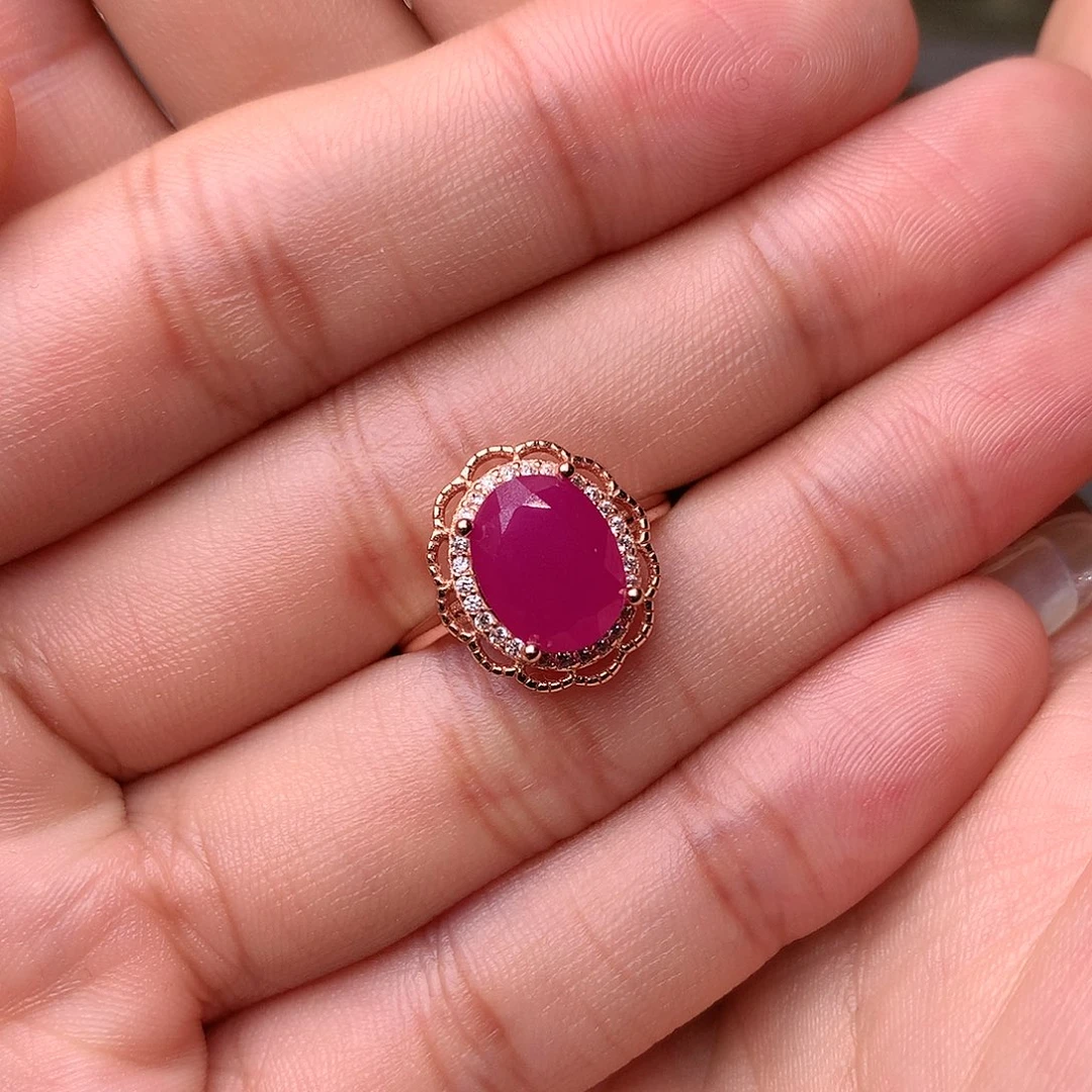 红宝石戒指银S925镶嵌