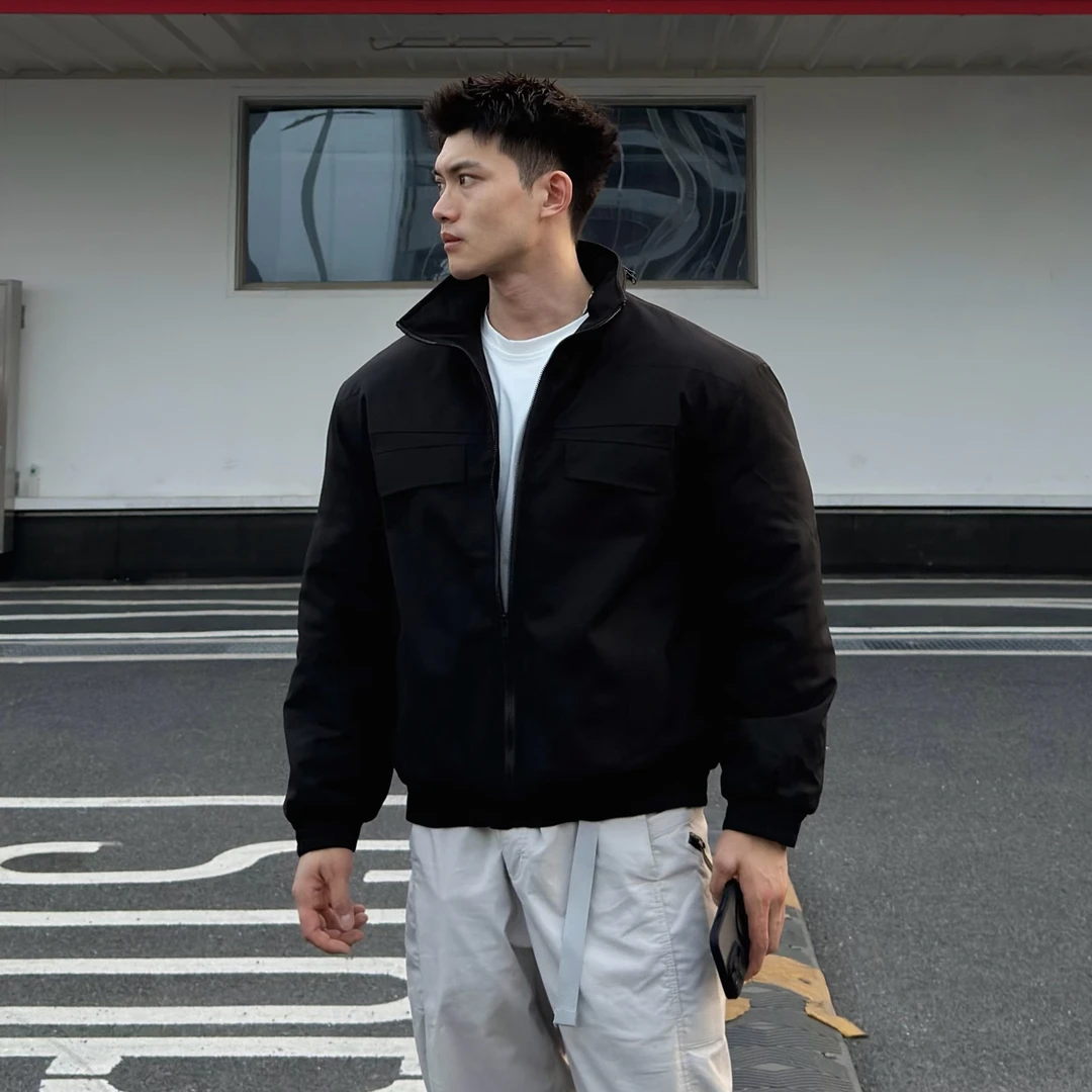 美式轻骑兵夹克棉服加棉加厚多口袋户外防风纯色立领休闲百搭