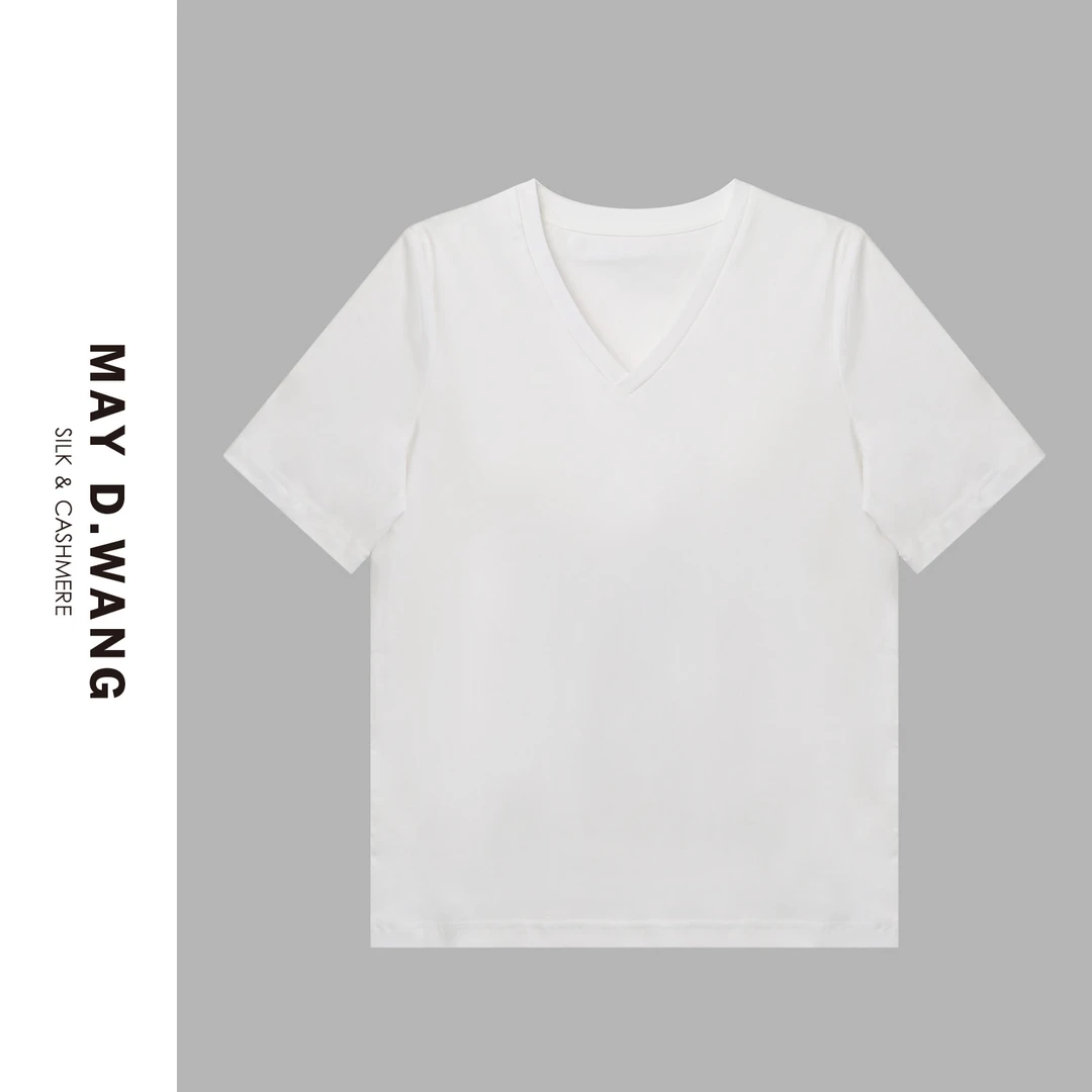 2025夏季简约百搭宽松休闲V领短袖T恤上衣 F2F1065