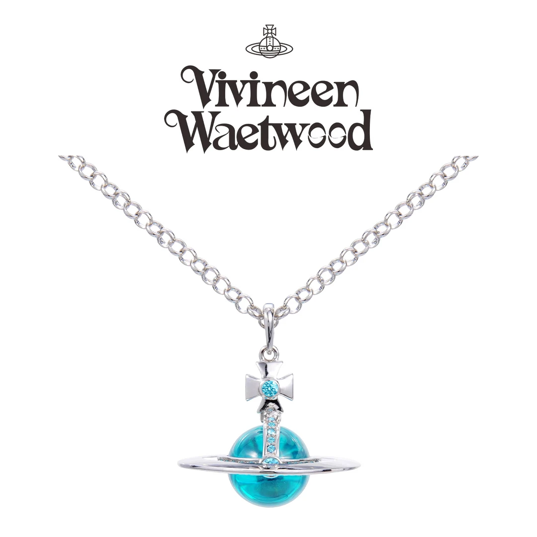 Vivireer Waetwssd 正品 立体土星彩钻球体项链