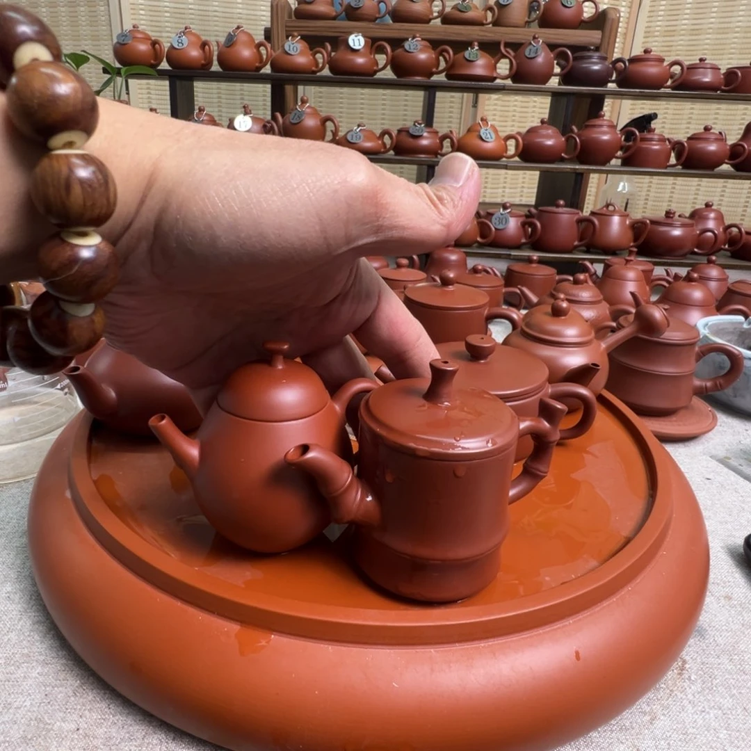 紫砂茶壶诚*兄潮州手拉朱泥壶2把，微瑕不退换