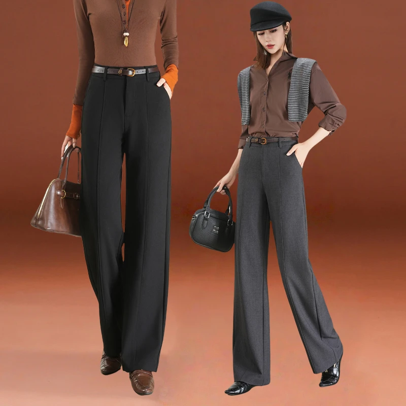 哥弟阿玛施正品秋季垂感显瘦阔腿休闲裤女时尚减龄高端直筒裤爆款