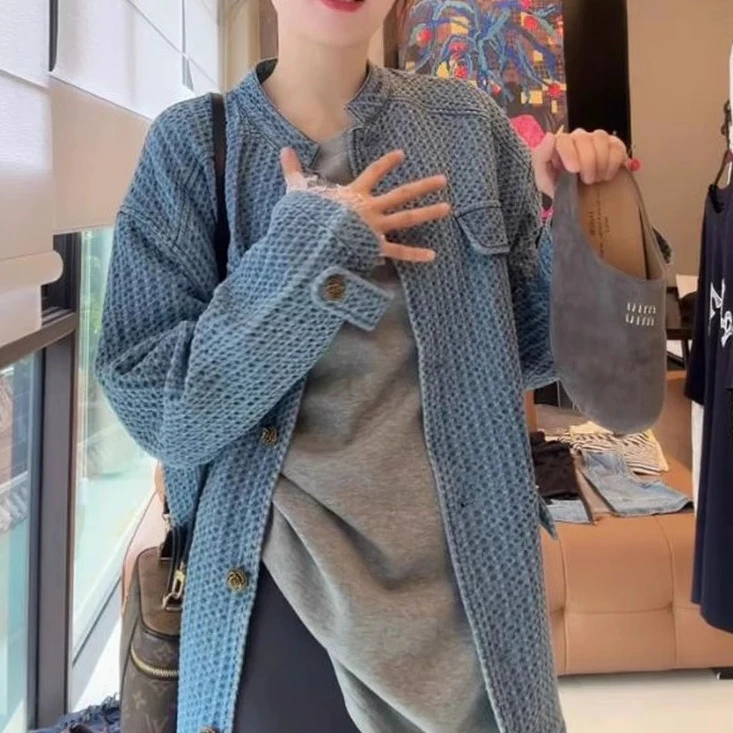 欧若风小香牛仔外套女大版2025春季新款宽松百搭休闲港风复古上衣