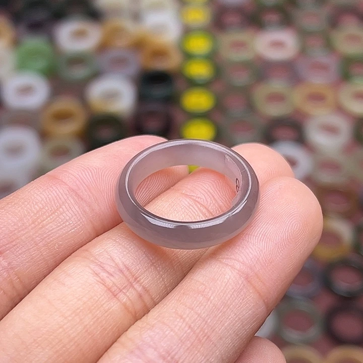 和田玉戒指未镶嵌13码高冰玫瑰紫