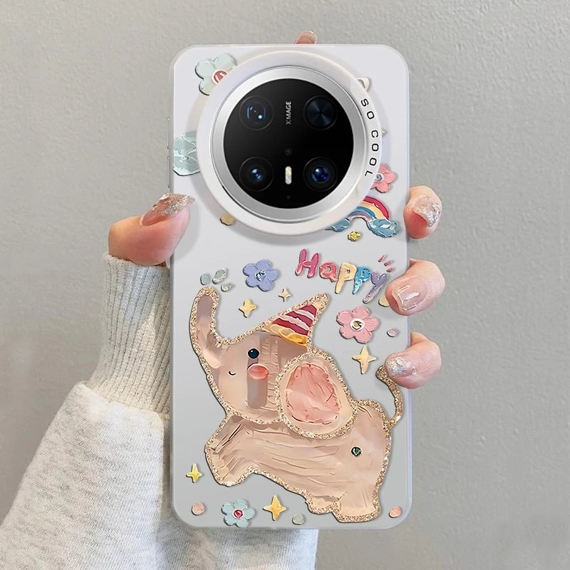 彩虹大象适用华为mate60pro手机壳70rs高级感P70/80小众全包防摔