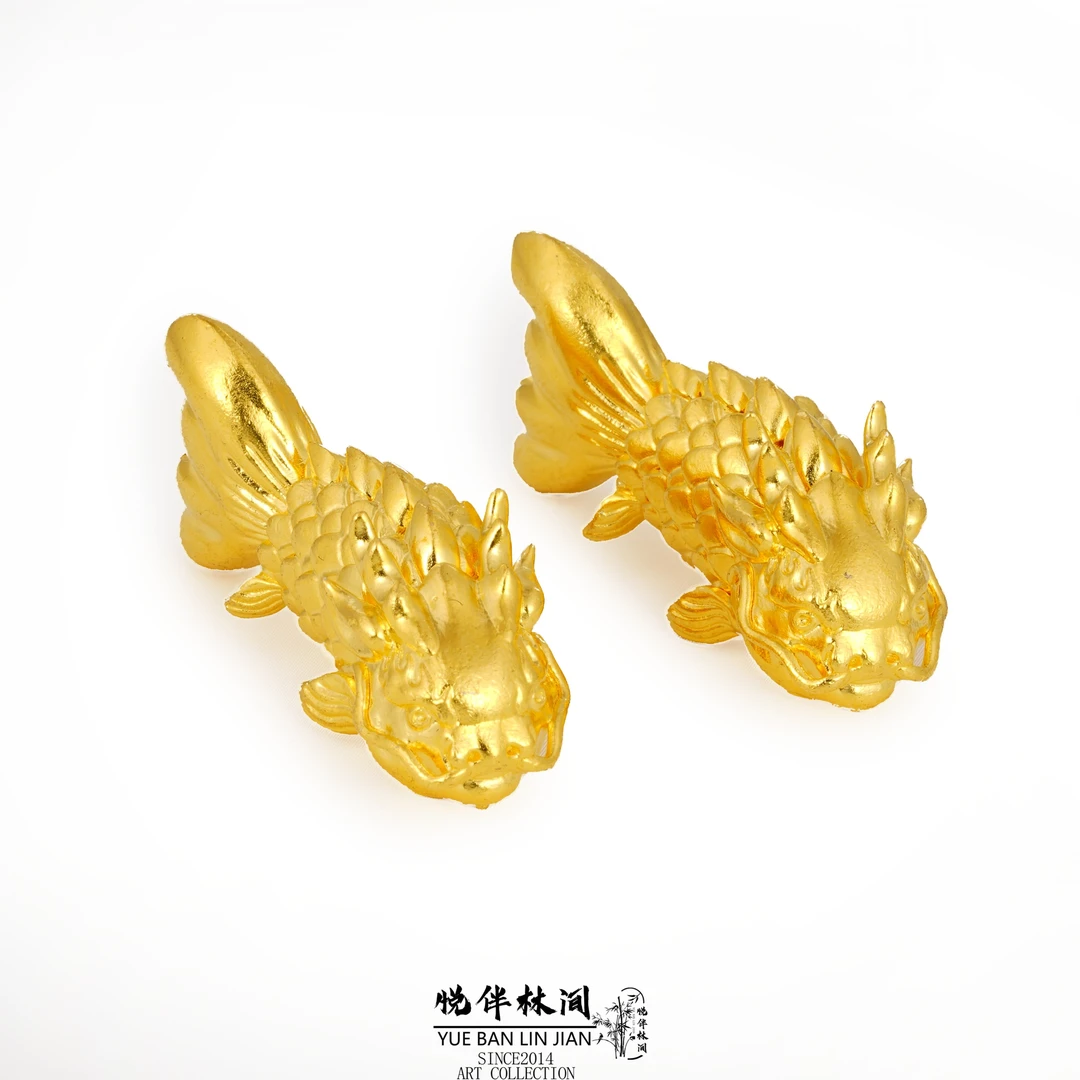 足银银制品 足银鱼跃龙门三通5D无氰电铸金刚柏香手持文玩配饰