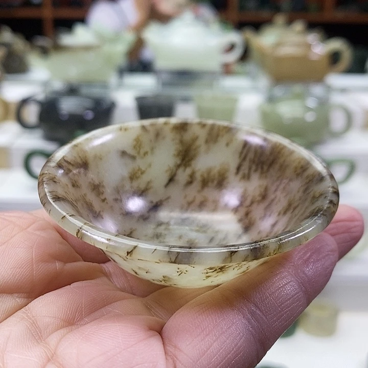 和田玉未镶嵌挂件茶杯40ml（微瑕）