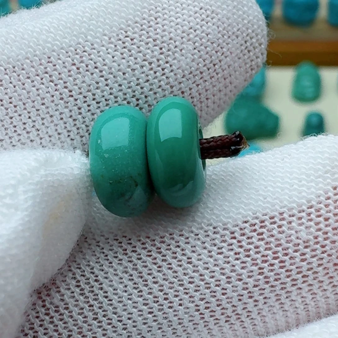 绿松石未镶嵌面包圈对珠8.6