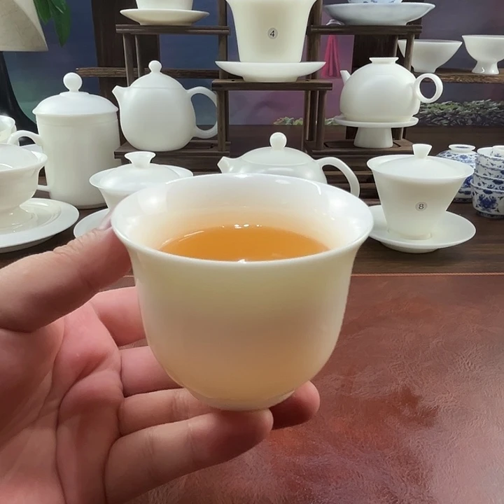 纯白羊脂玉瓷140ml宽口杯