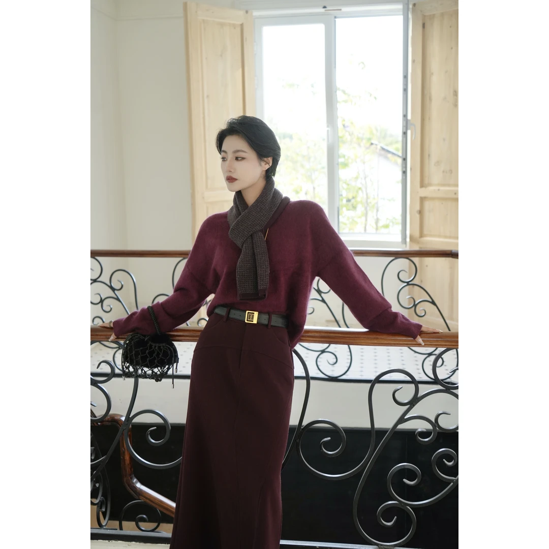 【懒洋洋】拉绒高品慵懒调调羊毛百搭冬季打底羊毛套头毛衣