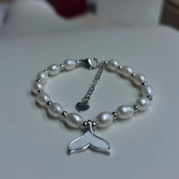 [阿祖珍珠]淡水珍珠银色款鱼尾手链-77