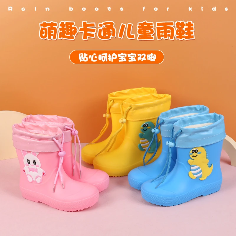 儿童雨鞋宝宝时尚幼儿园卡通雨靴小孩学生中筒四季防滑水鞋小学生
