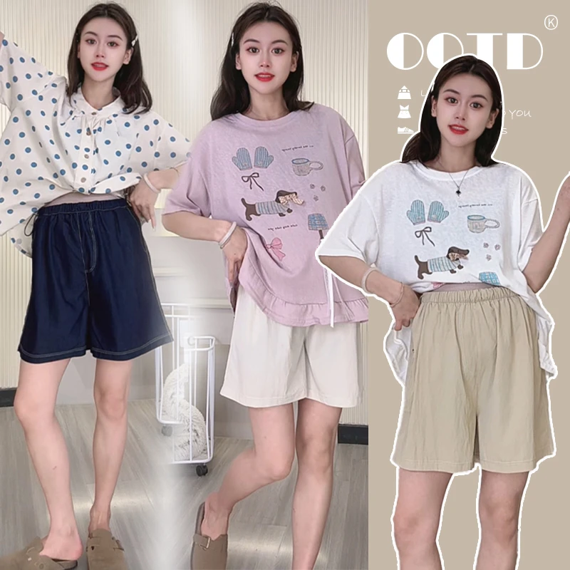 2025夏季新款孕妇装五分裤短裤抽绳设计薄款百搭外穿透气不勒肚