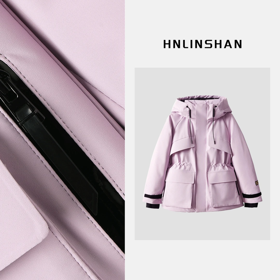 HNLINSHAN【维尔】黑曜石短款连帽鹅绒服ADS9016