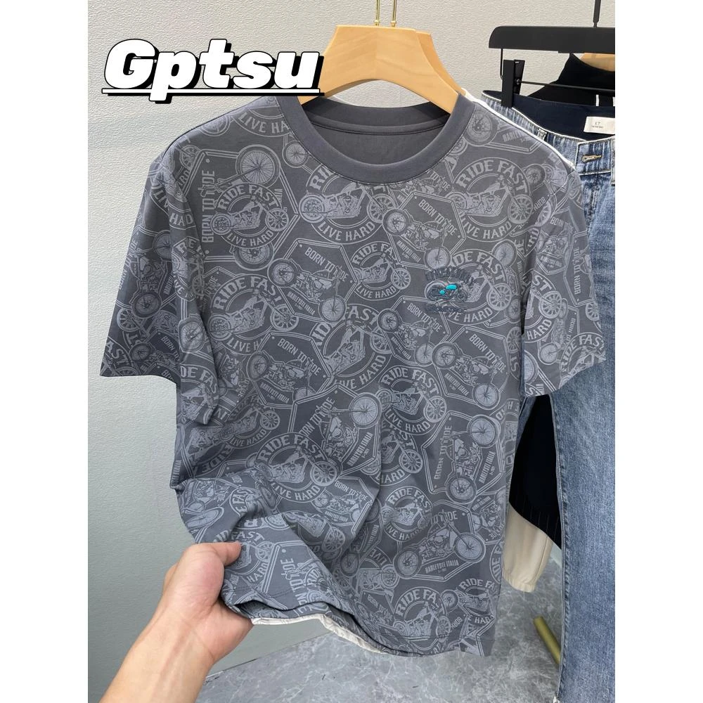 GPTSu重磅印花短袖男夏季潮牌设计感T恤男士潮流高端刺绣半袖上衣
