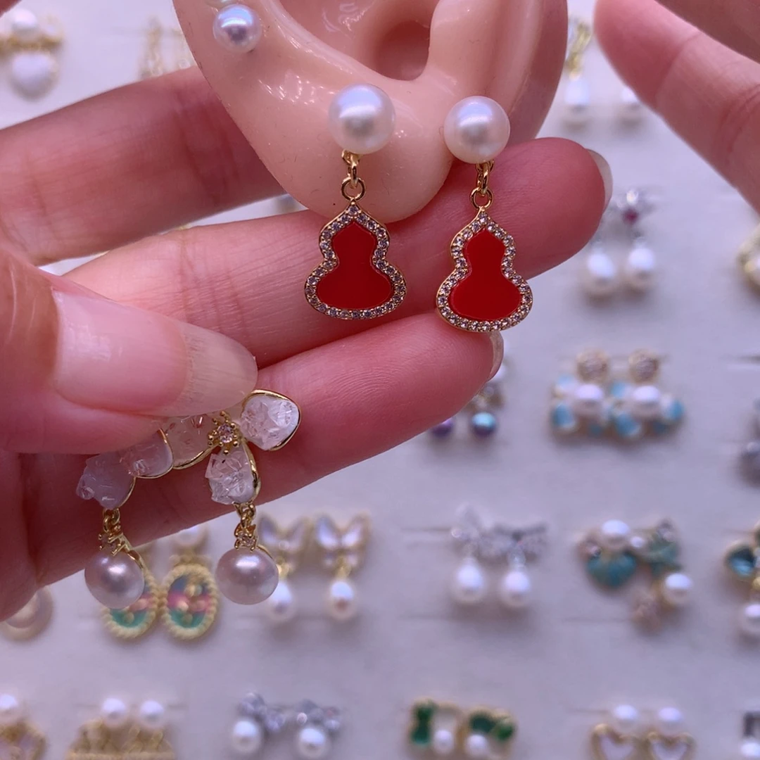 合金淡水珍珠耳饰