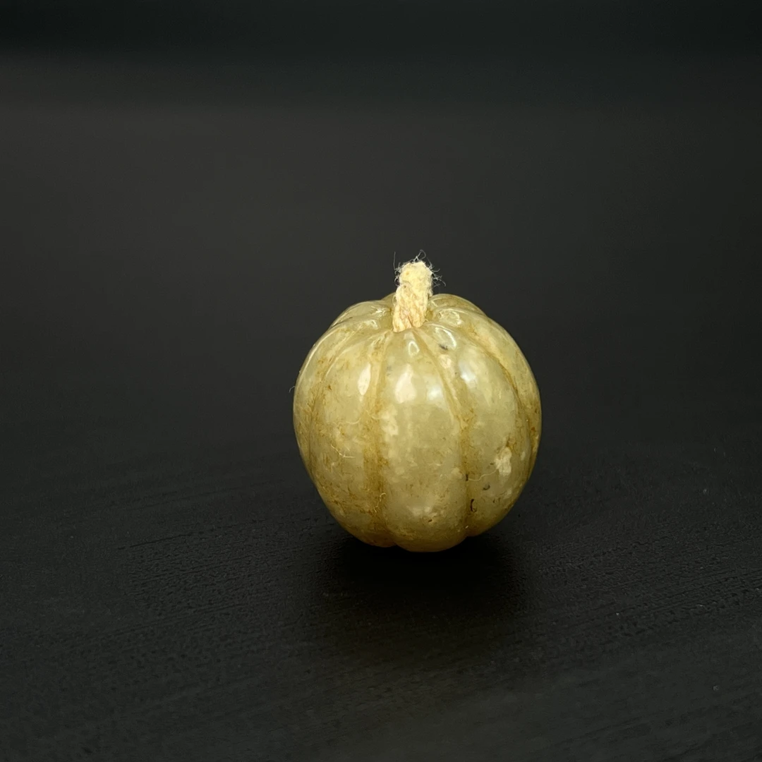 "清代和田玉瓜棱珠/ DL025779/ 古玩/收藏/德州文物"