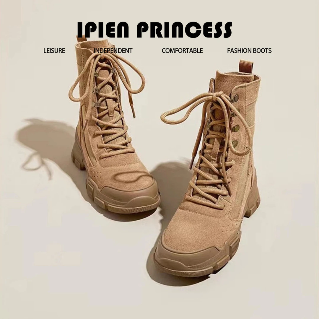 棕色英伦风户外复古登山沙漠靴女2025秋冬新款休闲潮牌百搭马丁靴