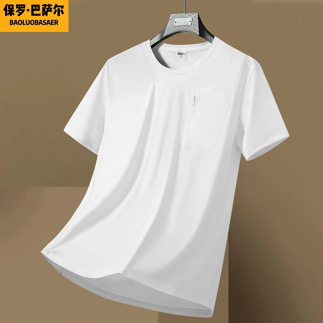 保罗冰丝速干短袖男t恤夏季百搭男款体恤衫宽松运动运动短袖男款