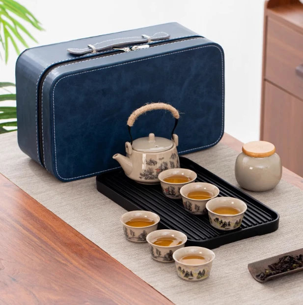 A 123(带包)旅行茶具便携式提梁壶户外泡茶