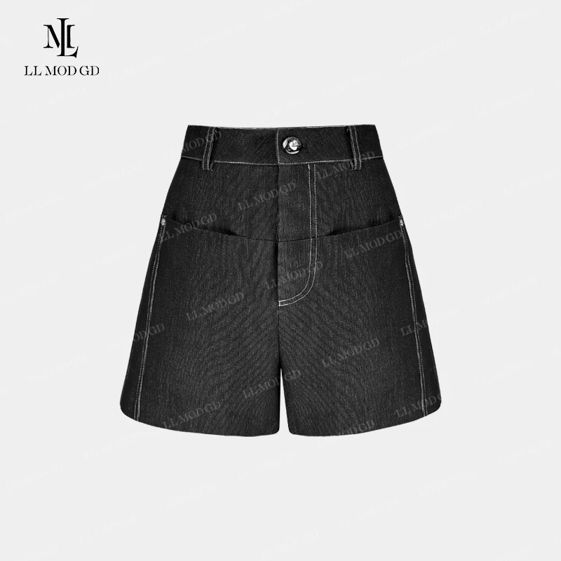 目光铺捉器 时尚百搭A字气质天 丝牛仔短裤休闲一字口袋YL-251669
