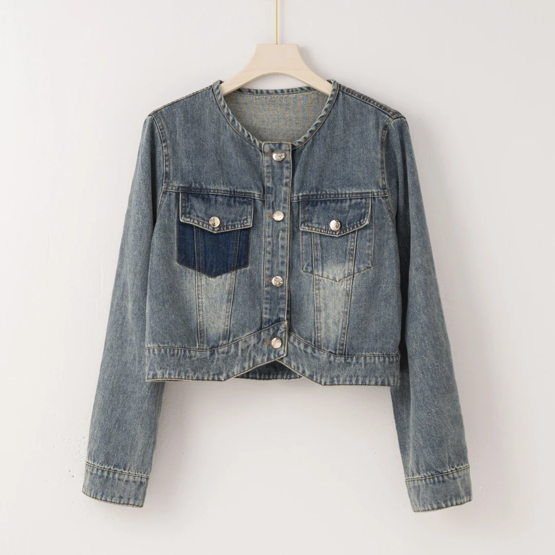 【特价-占单者限购】Q2715 口袋拼接设计水洗牛仔外套 C812